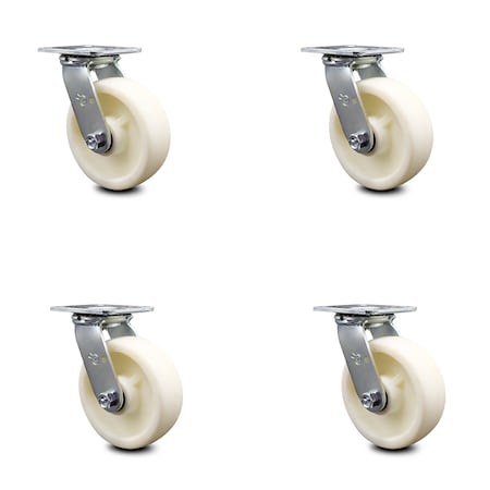 Service Caster 6 Inch Nylon Swivel Caster Set with Roller Bearing and Swivel Lock SCC SCC-30CS620-NYR-BSL-4